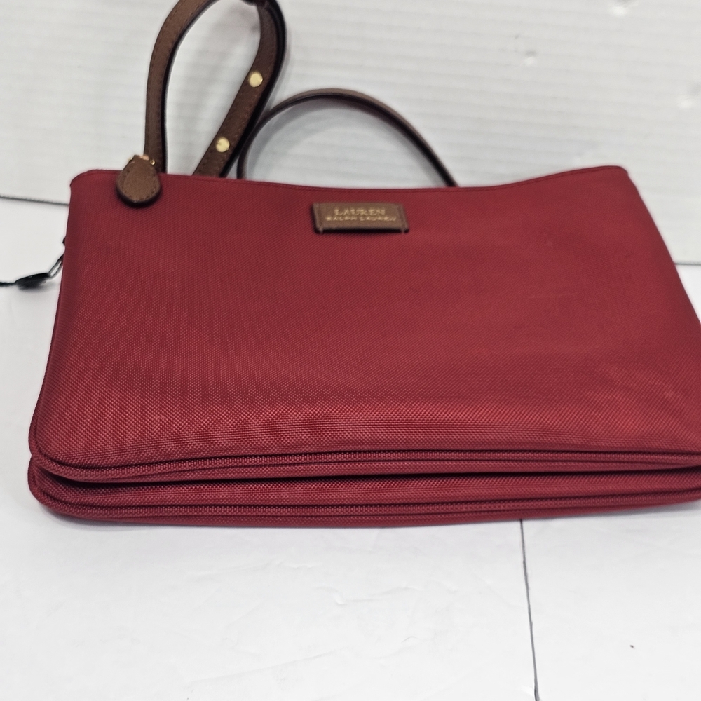 Lauren Ralph Lauren Plain Red Zip Crossbody Clutch Bag Case Pouch - Picture 3 of 14